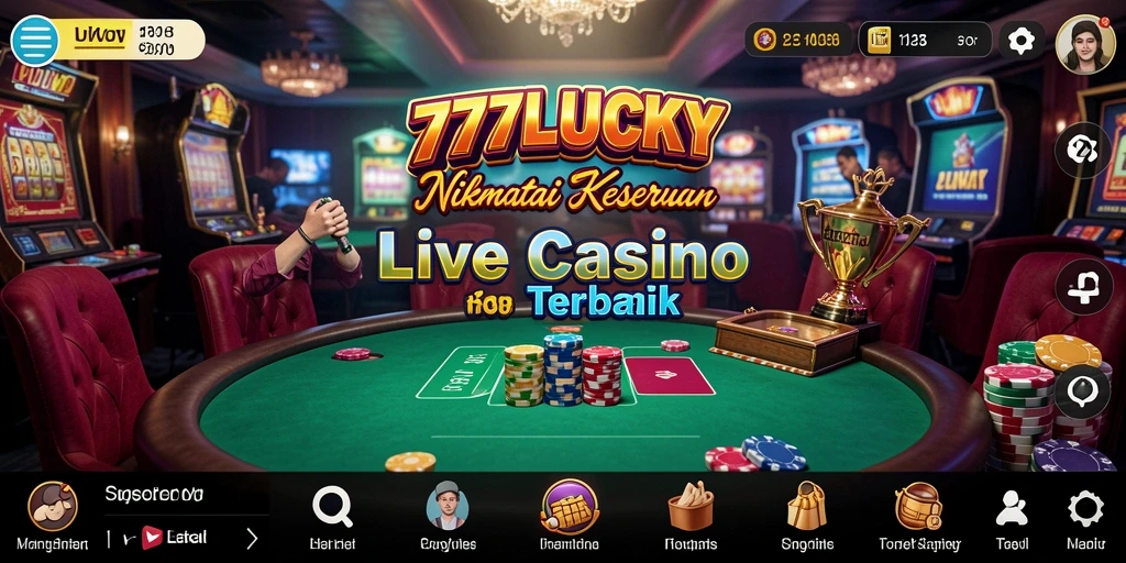 Tangkapan layar gameplay <strong>777LUCKY</strong> menunjukkan dealer profesional dan suasana yang menegangkan.