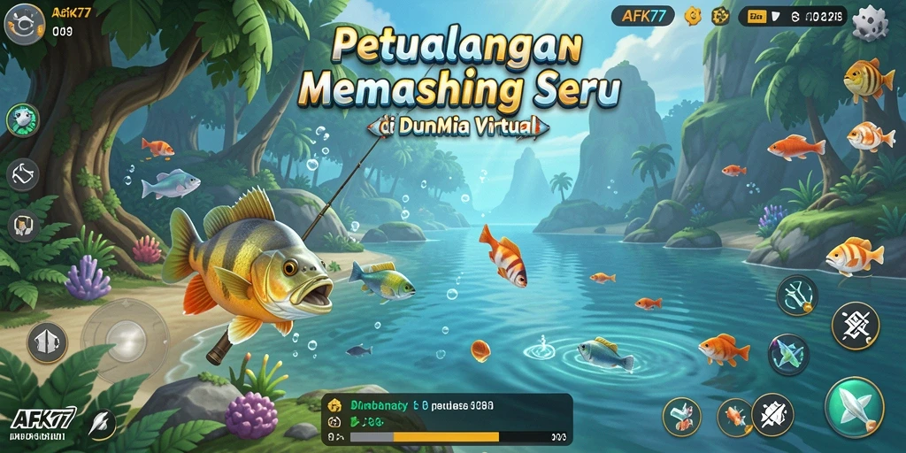 Menampilkan gameplay menawan dalam dunia memancing AFK77.