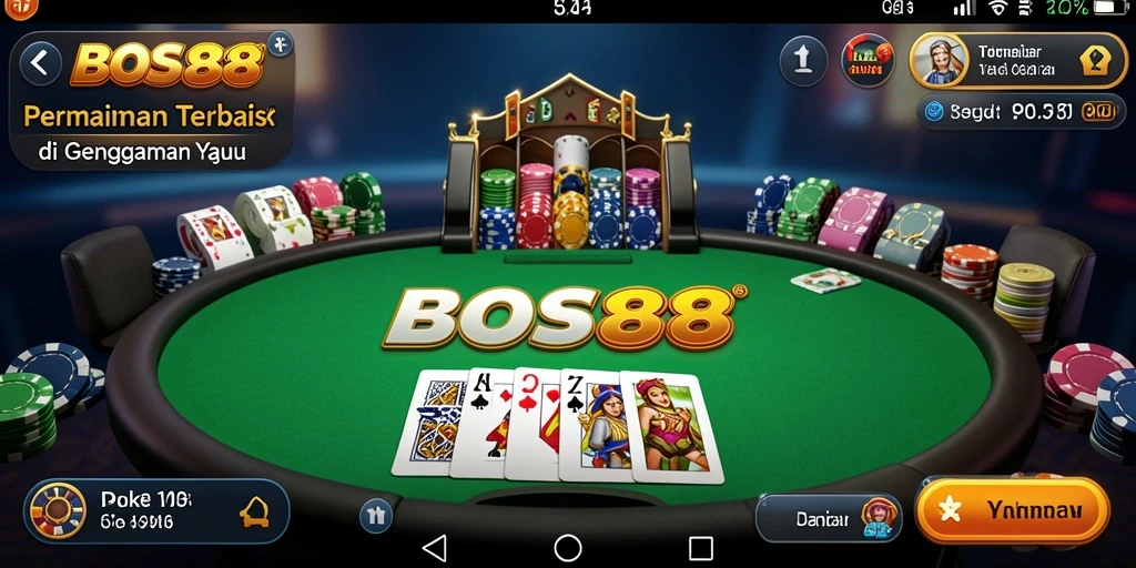 Screenshot utama BOS88 menampilkan aksi seru permainan poker.