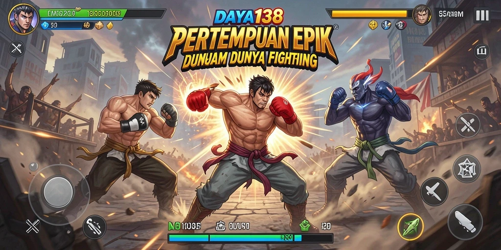 Tangkapan layar memperlihatkan aksi pertempuran mendebarkan dalam DAYA138.