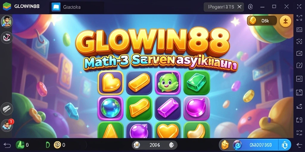 Screenshot utama GLOWIN88 menampilkan gameplay Match-3 yang menarik.