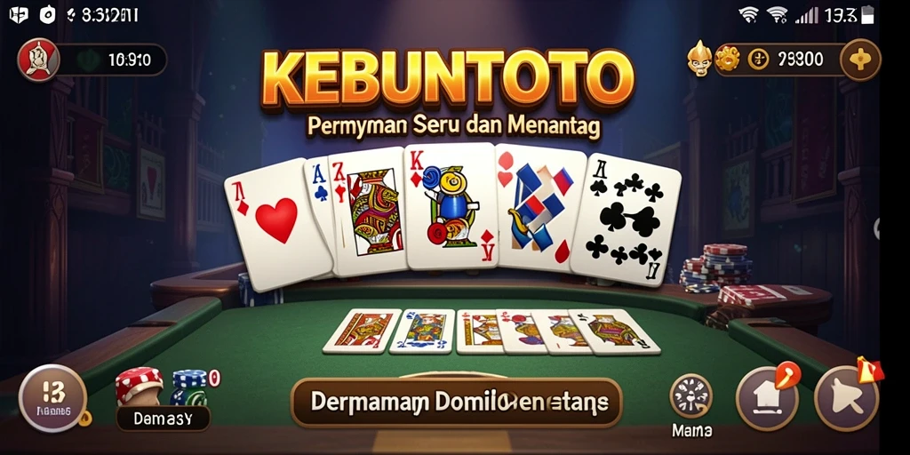 Screenshot utama KEBUNTOTO menampilkan permainan domino yang seru.