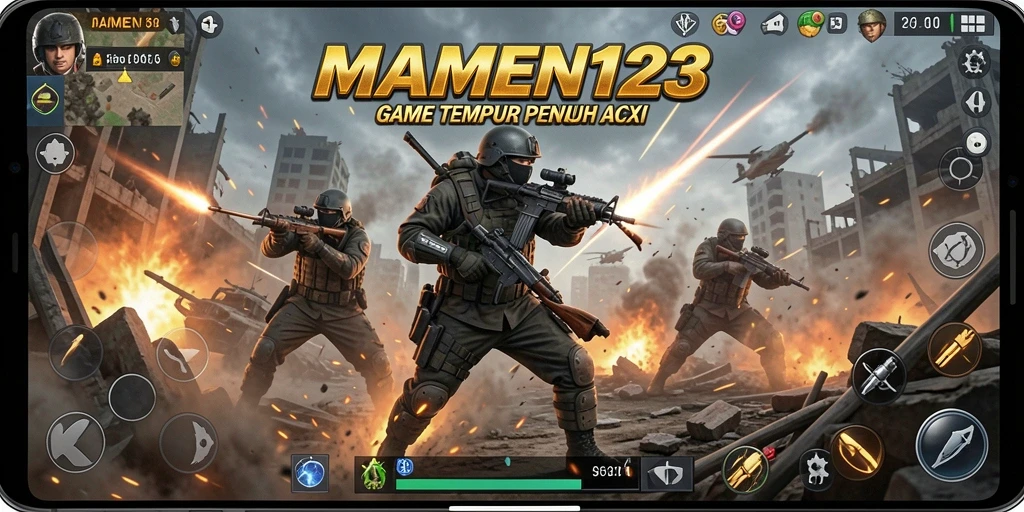 Gameplay action-packed MAMEN123 dengan berbagai senjata dan tantangan.