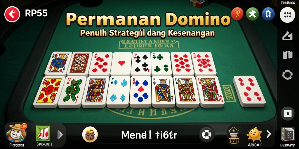 Tampilan screenshot RP55 menampilkan suasana seru dalam permainan Domino.