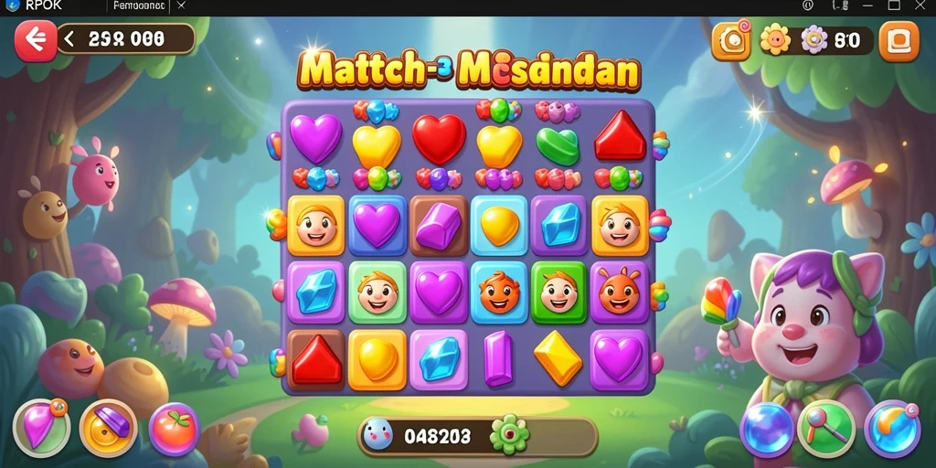 Tangkapan layar dari gameplay RPOK dengan aksi Match-3 yang mendebarkan.